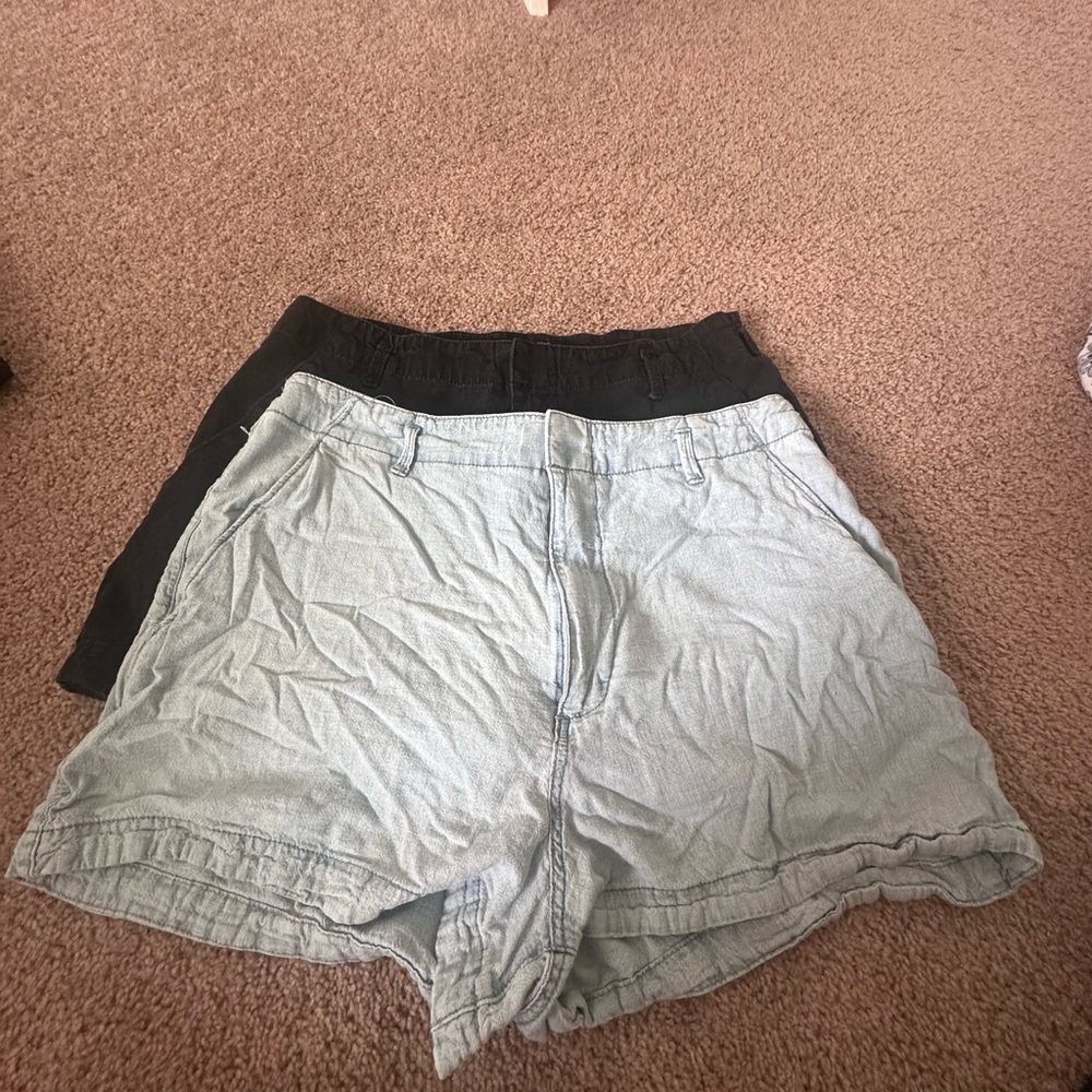 Women's Linen/Cotten light blue and Black Wash Shorts Bundle